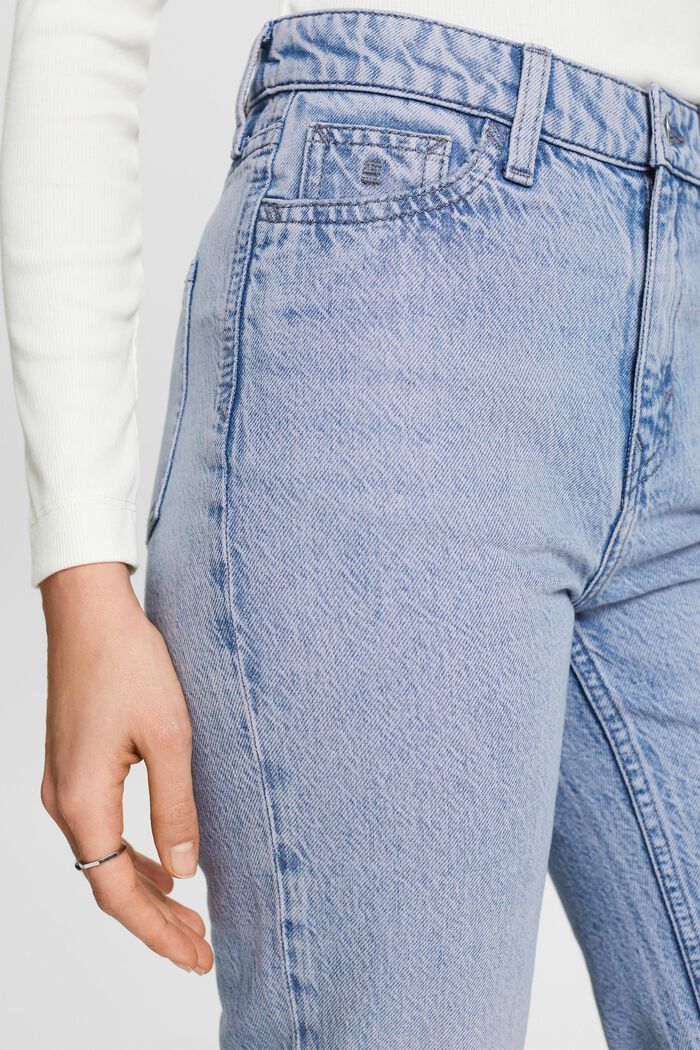 Lige retro-jeans med høj talje, BLUE LIGHT WASHED, detail image number 2