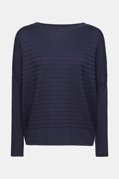Stribet pullover, NAVY, overview