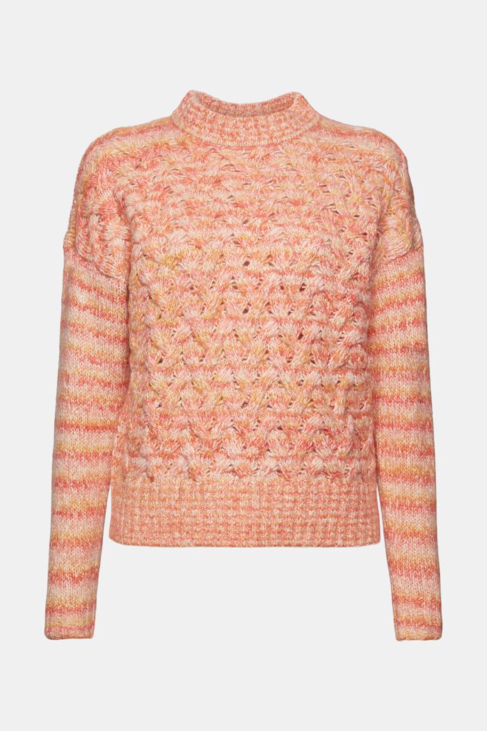 Stribet sweater i kabelstrik, BRIGHT ORANGE, detail image number 6