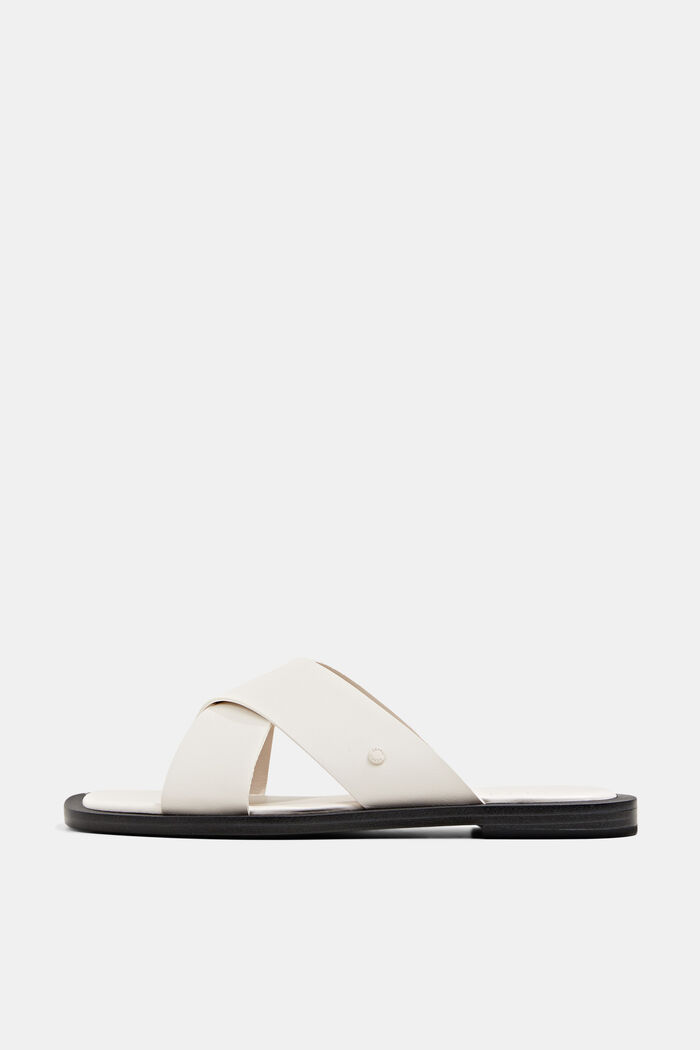 Slippers med krydsede remme, OFF WHITE, overview