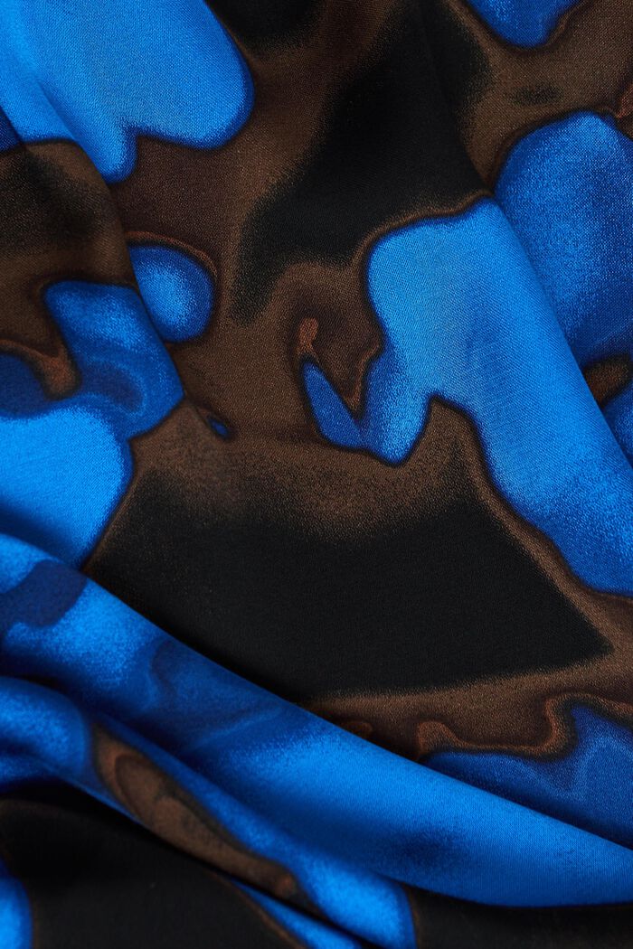 Satinbluse med smock og print, BRIGHT BLUE, detail image number 6