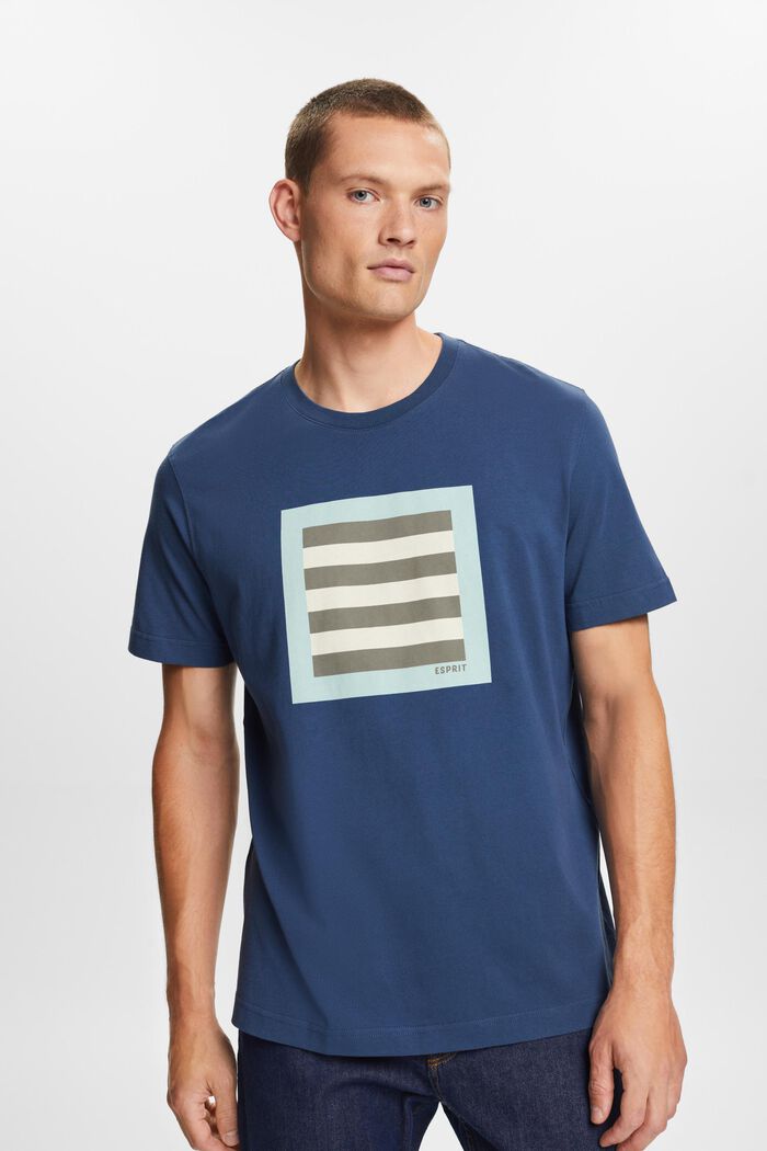 T-shirt i bomuldsjersey med print, GREY BLUE, detail image number 0