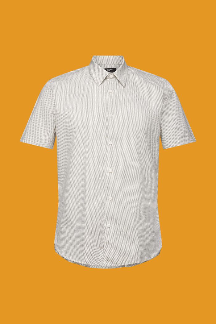 Mønstret skjorte med korte ærmer, 100 % bomuld, LIGHT KHAKI, detail image number 6