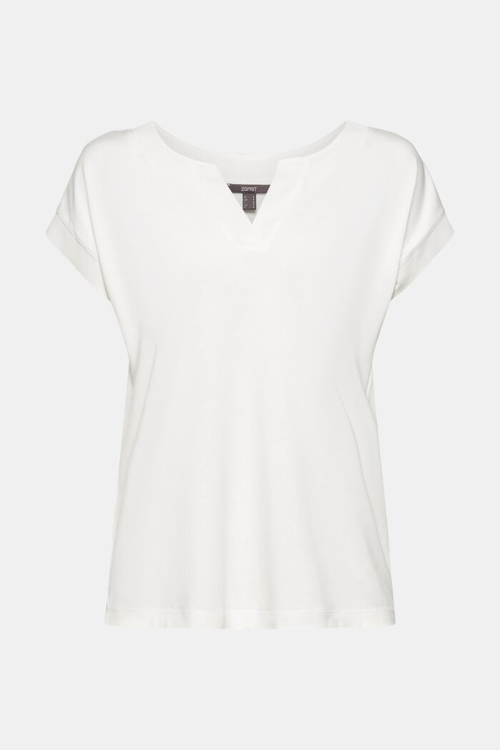 T-shirt med lyocell og chiffon-detaljer, OFF WHITE, detail image number 5