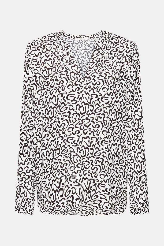Bluse med mønster, LENZING™ ECOVERO™, WHITE, detail image number 5