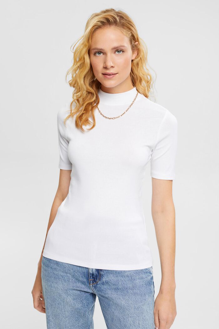 T-shirt med standkrave, WHITE, detail image number 1