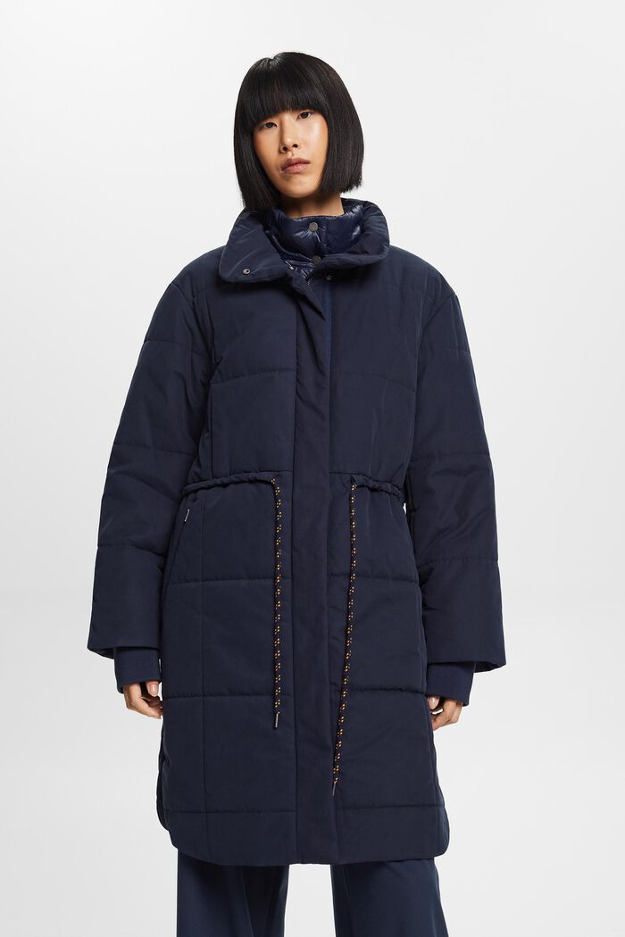 Genanvendt: Quiltet frakke med inderside i fleece, NAVY, detail image number 1