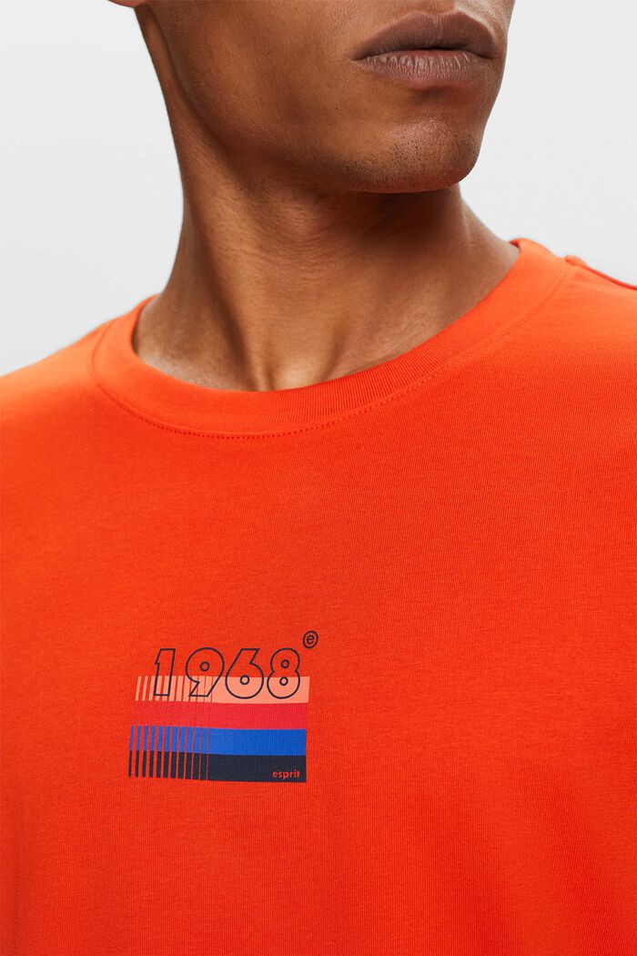 Jersey-T-shirt med print, 100 % bomuld, BRIGHT ORANGE, detail image number 2