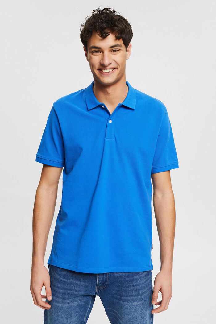 Poloshirt af bomuld, BRIGHT BLUE, detail image number 0