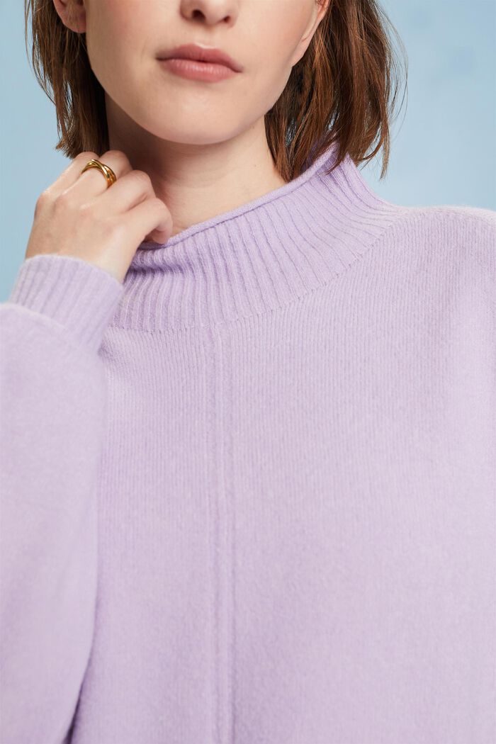 Sweater med høj hals, LAVENDER, detail image number 1