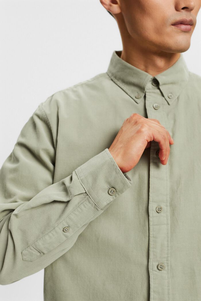 Fløjlsskjorte i 100% bomuld, DUSTY GREEN, detail image number 2