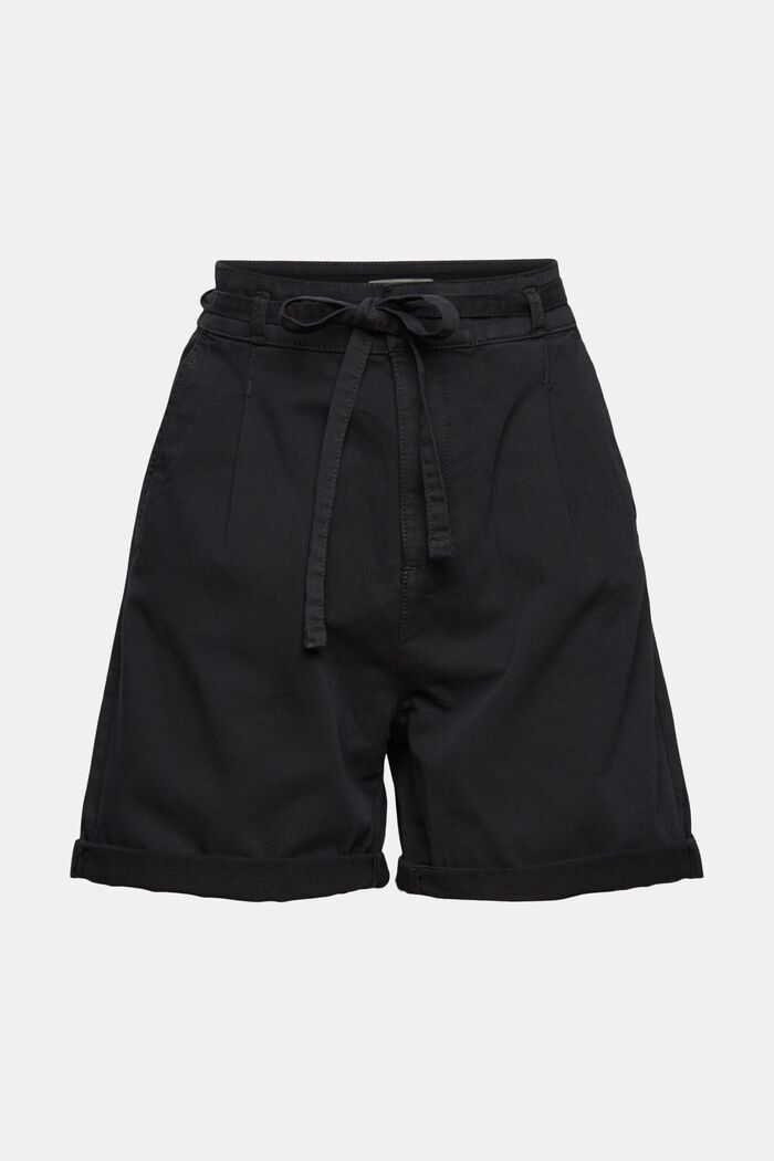 Højtaljede shorts i 100% pimabomuld, BLACK, detail image number 2