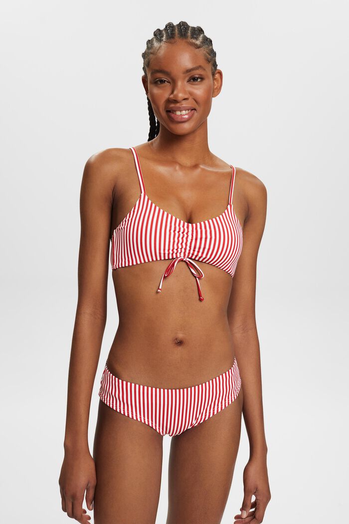 Stribet bikinitop med polstring, DARK RED, detail image number 0