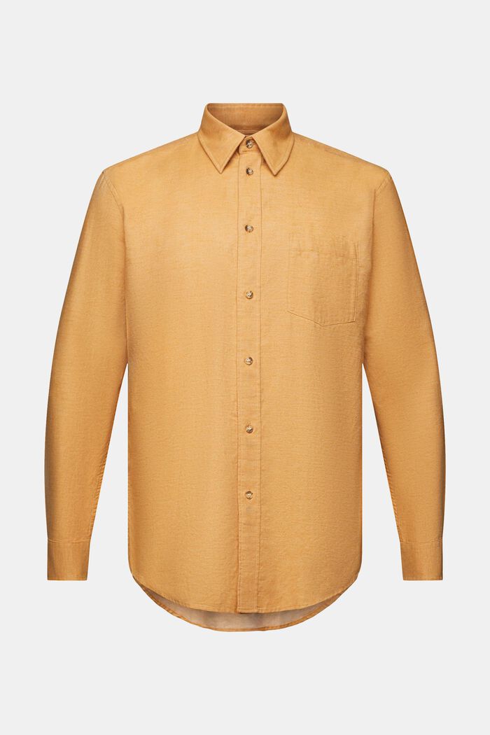 Meleret skjorte, 100 % bomuld, CAMEL, detail image number 7