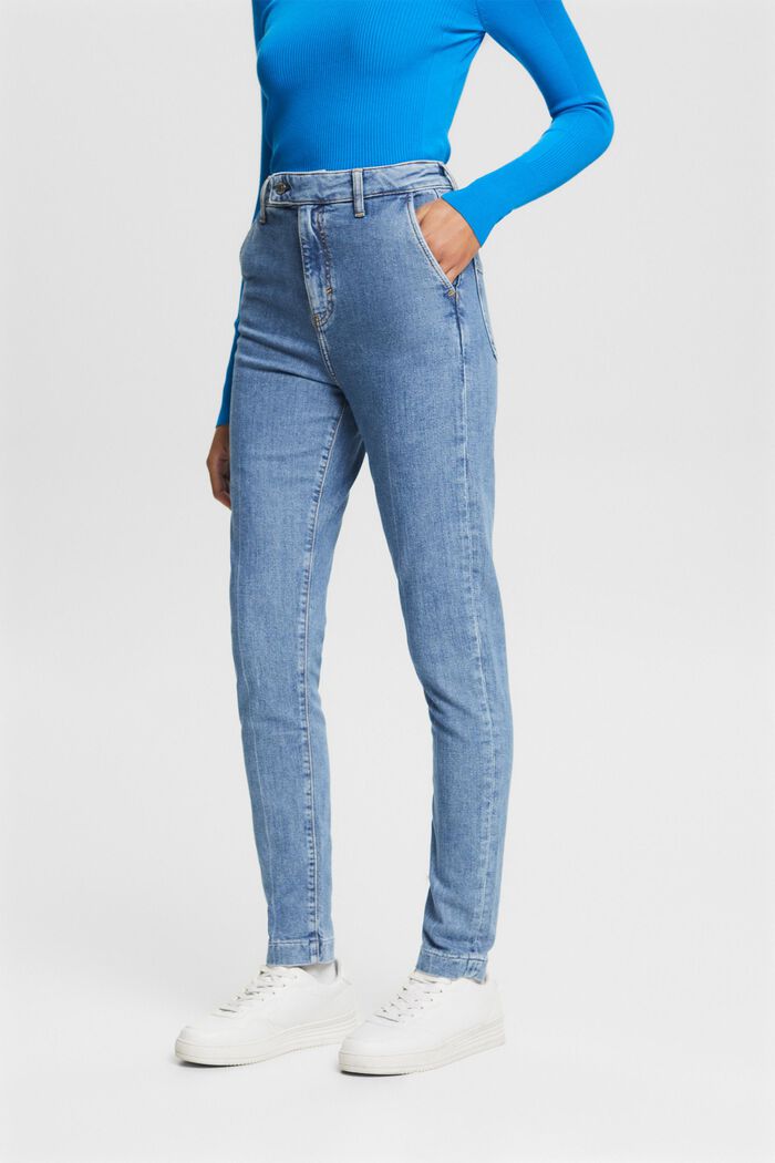 Slim-jeans med høj talje, BLUE LIGHT WASHED, detail image number 0