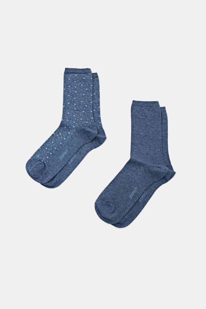 Pakke med 2 par sokker, økologisk bomuld, LIGHT DENIM, detail image number 1