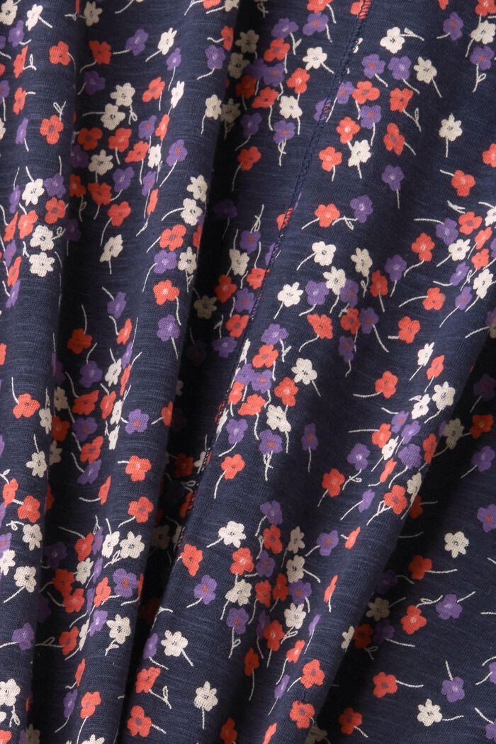Ærmeløs T-shirt med allover-blomstermønster, NAVY, detail image number 5