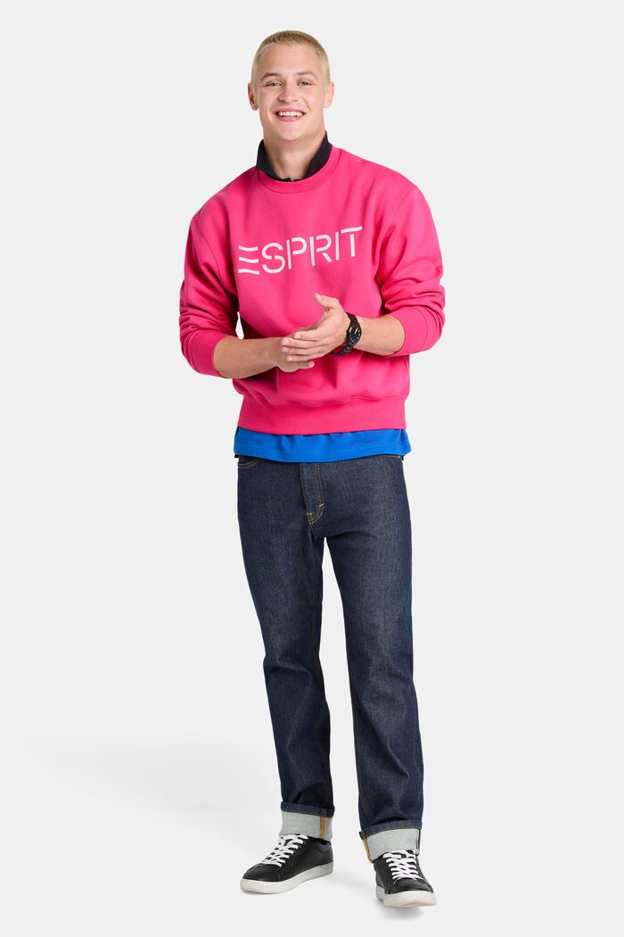 Unisex sweatshirt i bomuldsfleece med logo, PINK FUCHSIA, detail image number 4