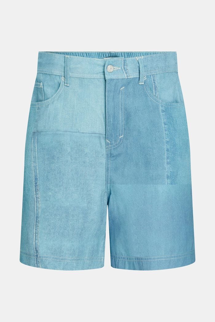 Shorts med allover-print i denim, BLUE MEDIUM WASHED, overview