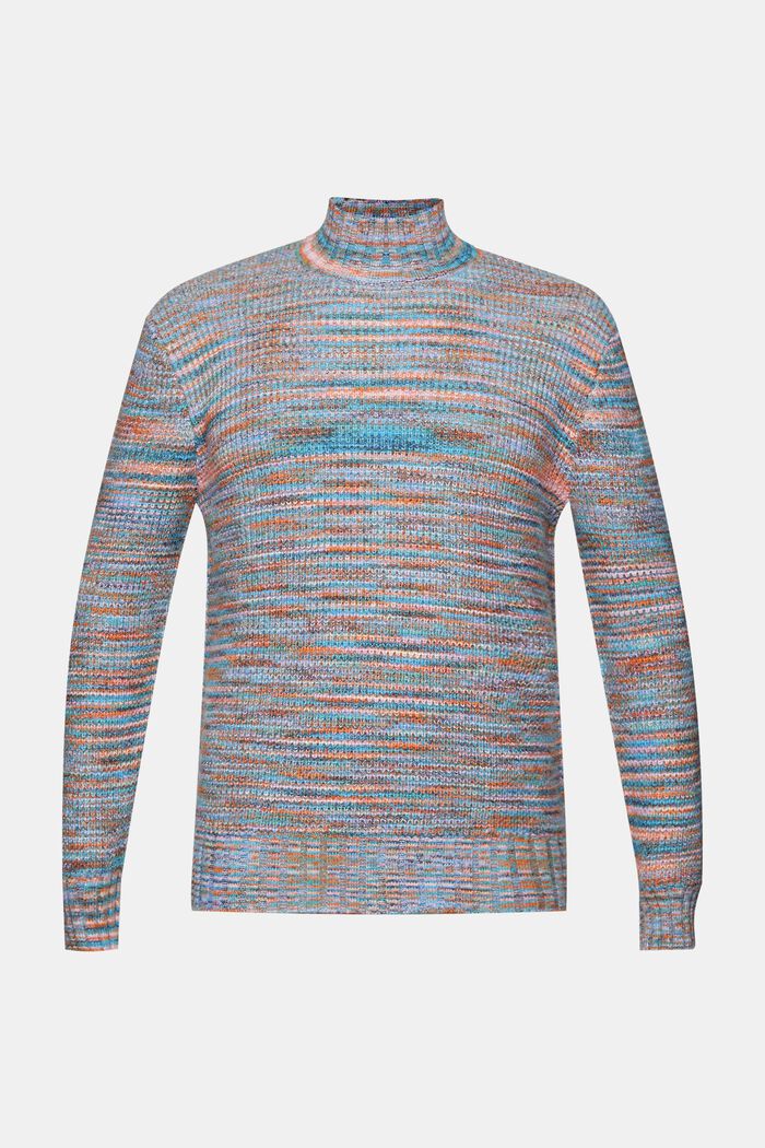 Multifarvet pullover med rullekrave, GREY BLUE, detail image number 6