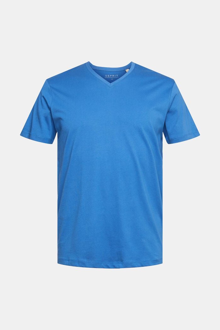 T-shirt i bæredygtig bomuld med V-hals, BLUE, detail image number 6
