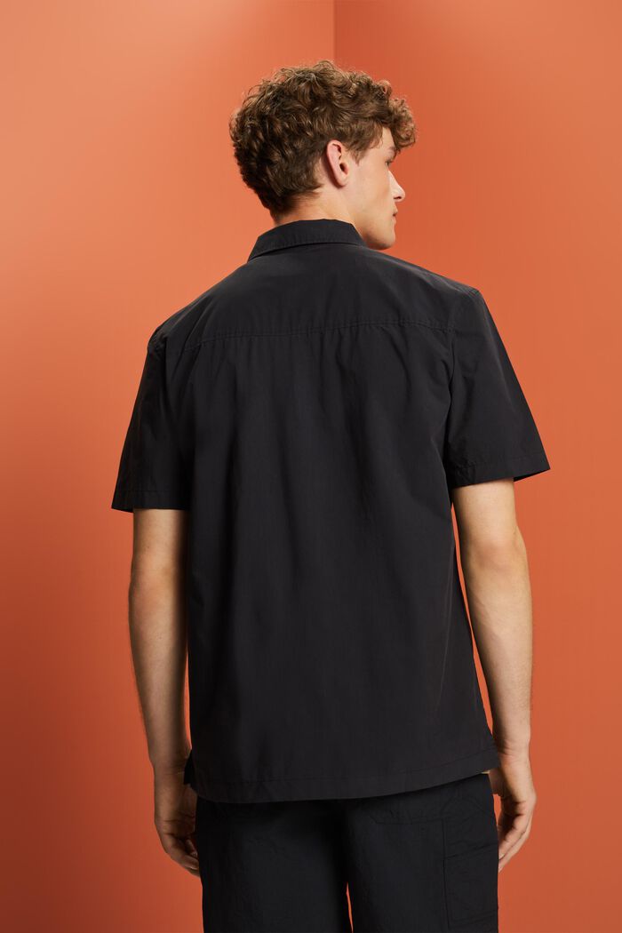 Skjorte med korte ærmer, bomuldsmiks, BLACK, detail image number 3