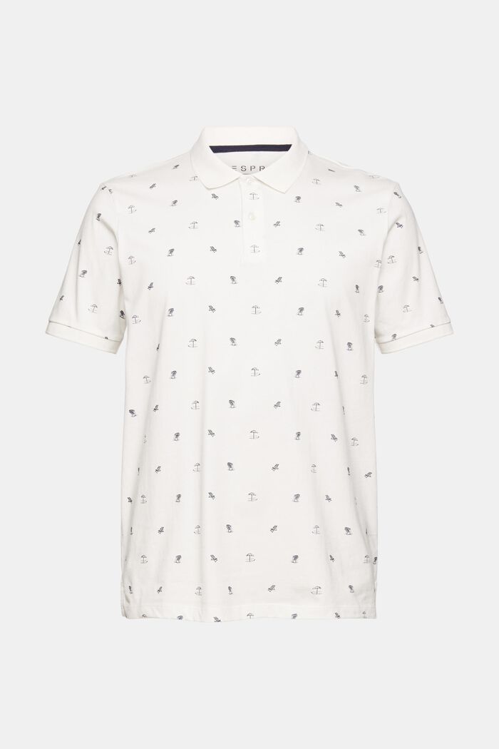 Jersey-poloskjorte med print, OFF WHITE, overview
