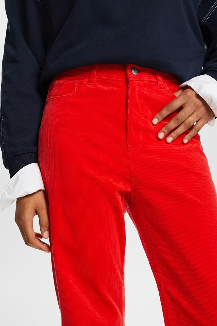 Straight fit-fløjlsbukser med høj talje, RED, detail image number 2