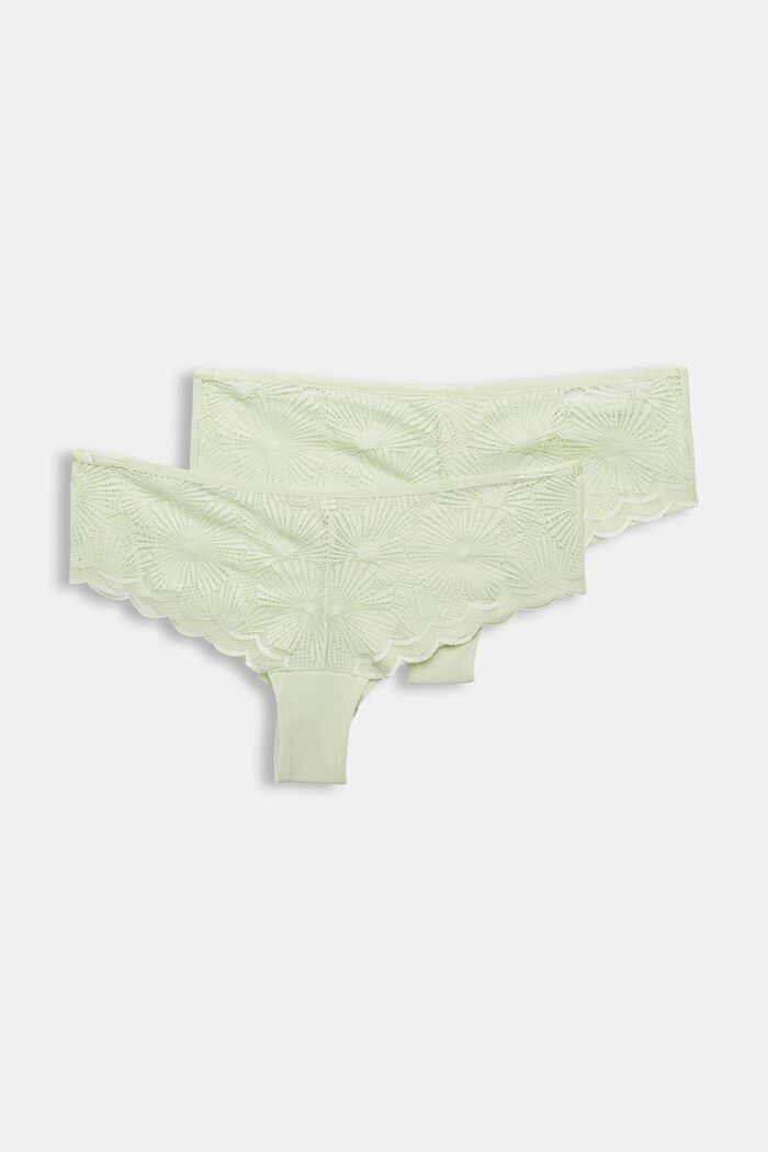 Pakke med to hipster-shorts med mønstrede blonder, LIGHT GREEN, detail image number 3