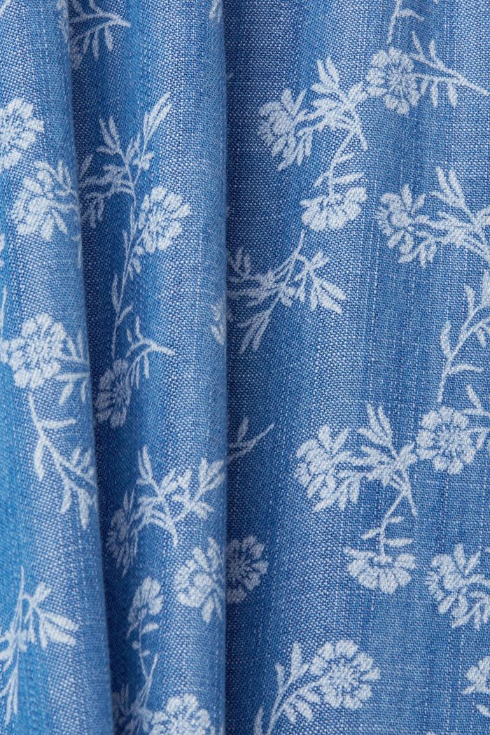 Minikjole i denim med blomsterprint, BLUE MEDIUM WASHED, detail image number 4