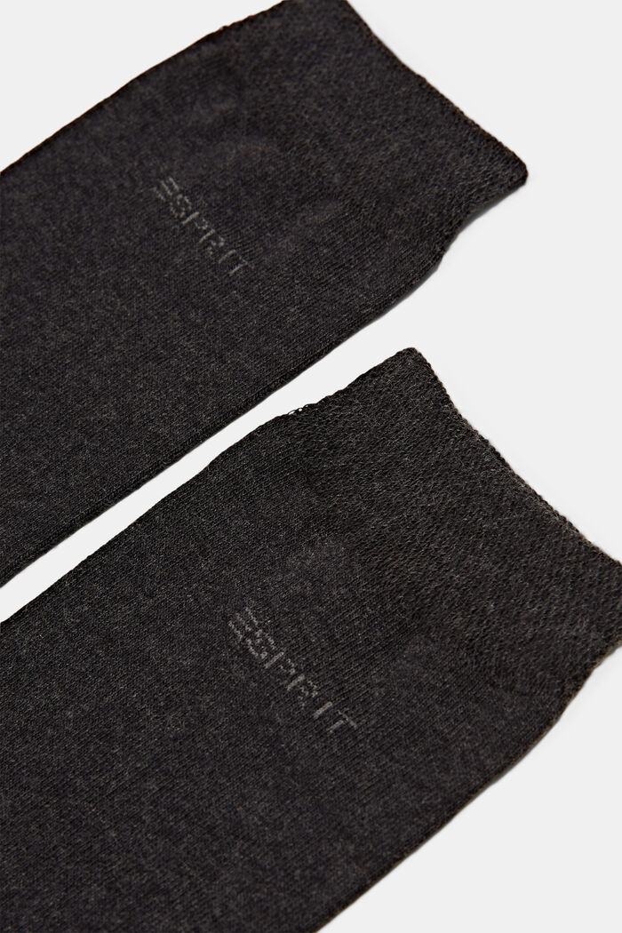 Pakke med 2 par sokker i økologisk bomuldsblanding, ANTHRACITE MELANGE, detail image number 1