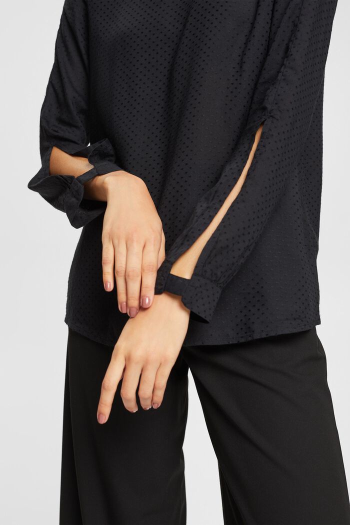 Bluse med polkaprikker, BLACK, detail image number 0