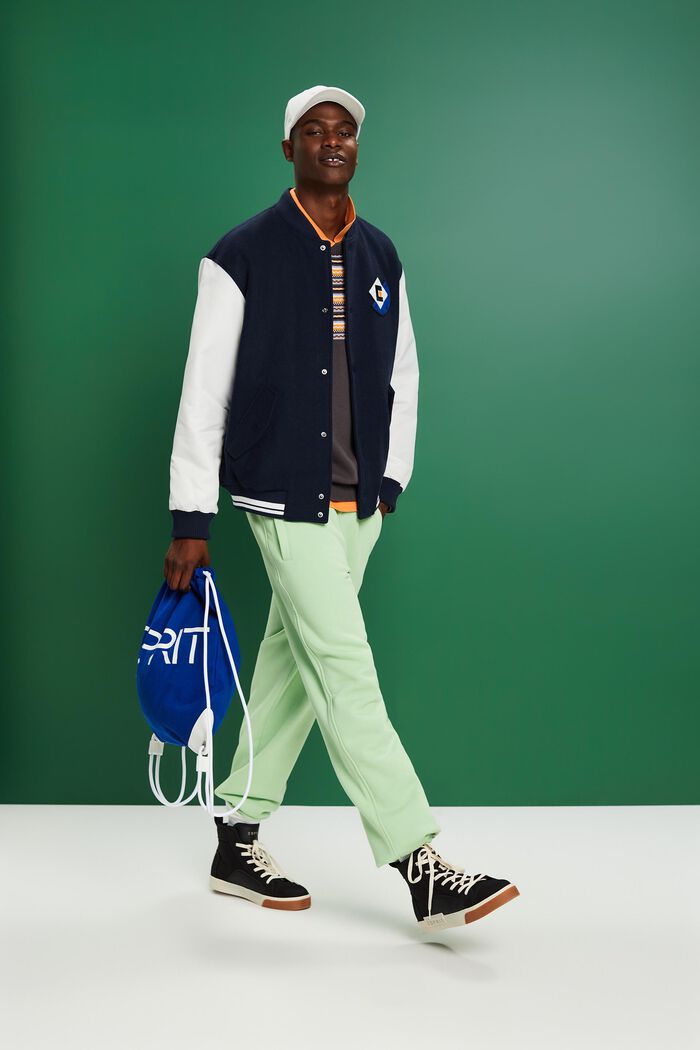 Varsity-jakke i uldmiks med applikeret logo, NAVY, detail image number 0