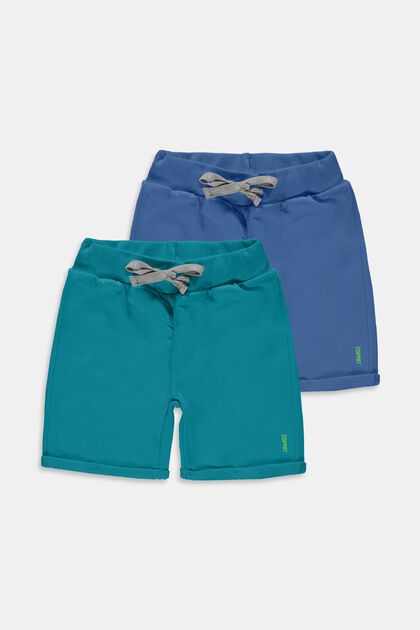 Pakke med 2 par shorts i ren bomuld, AQUA GREEN, overview