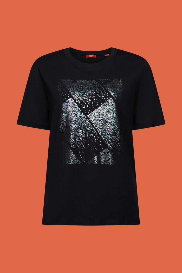 T-shirt med holografisk print, BLACK, detail image number 5