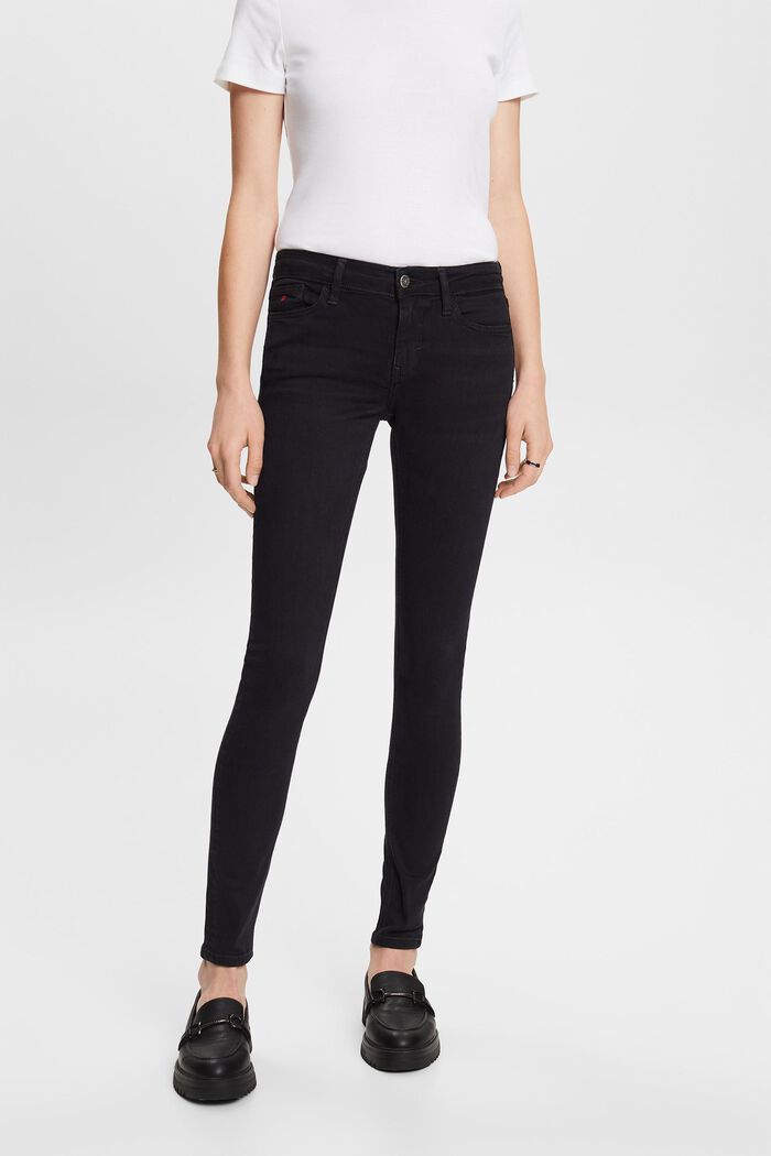 Skinny jeans med mellemhøj talje, BLACK DARK WASHED, detail image number 2