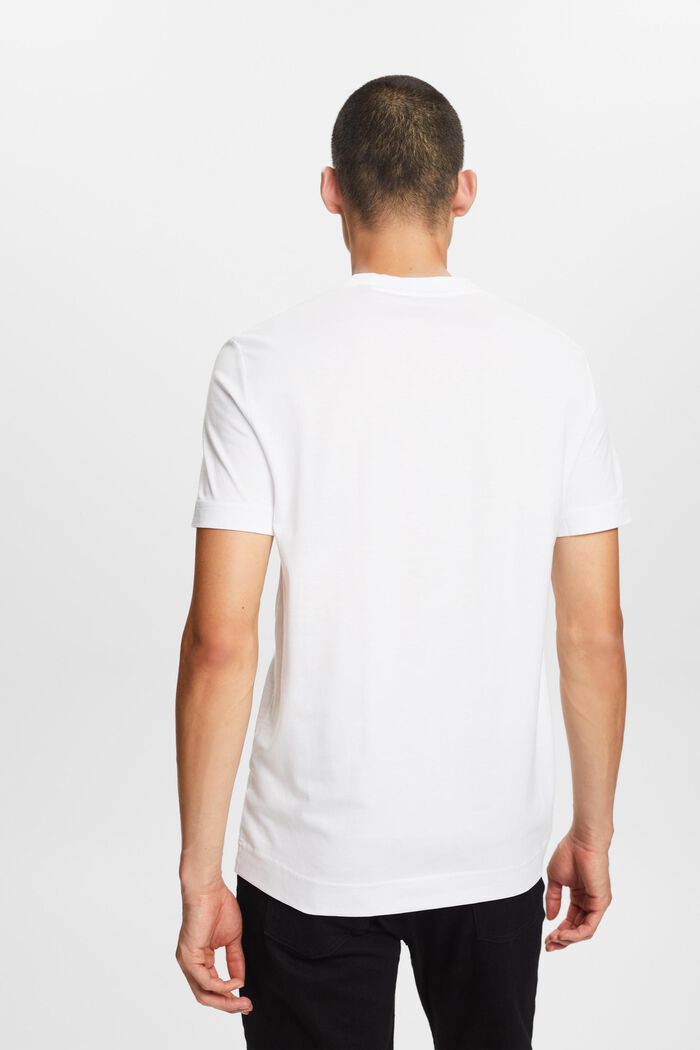 Jersey-T-shirt med V-hals, 100 % bomuld, WHITE, detail image number 3