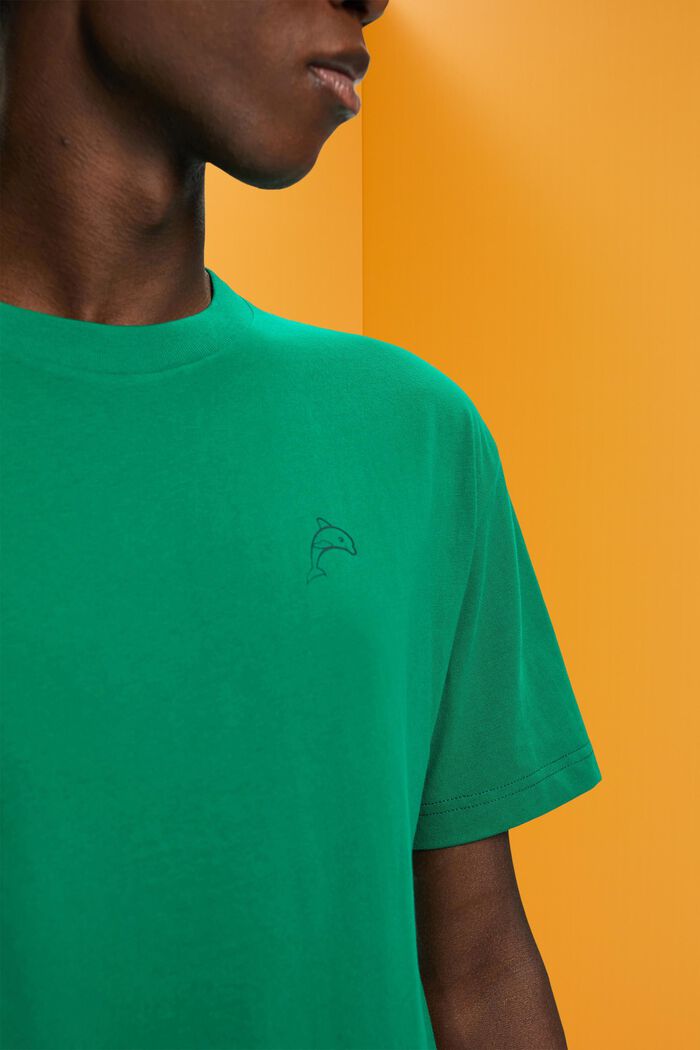 T-shirt i bomuld med delfinprint, GREEN, detail image number 2