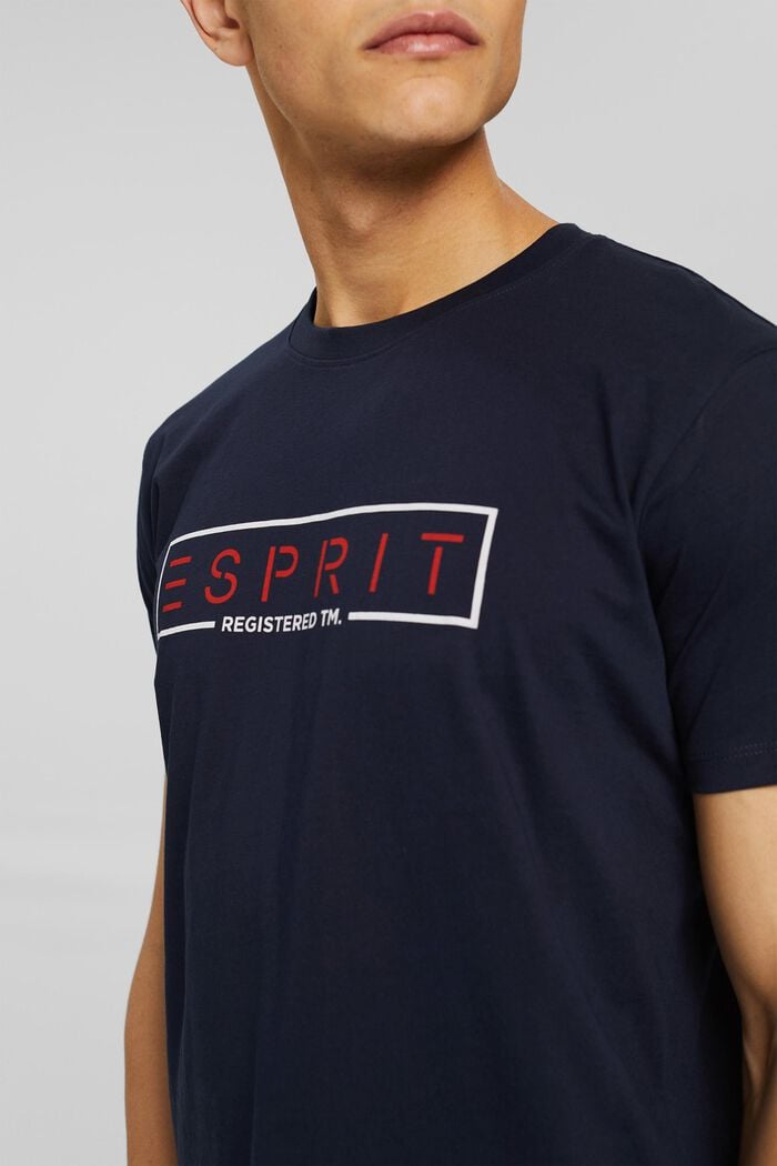 Jersey-T-shirt med logo, 100% bomuld, NAVY, detail image number 1