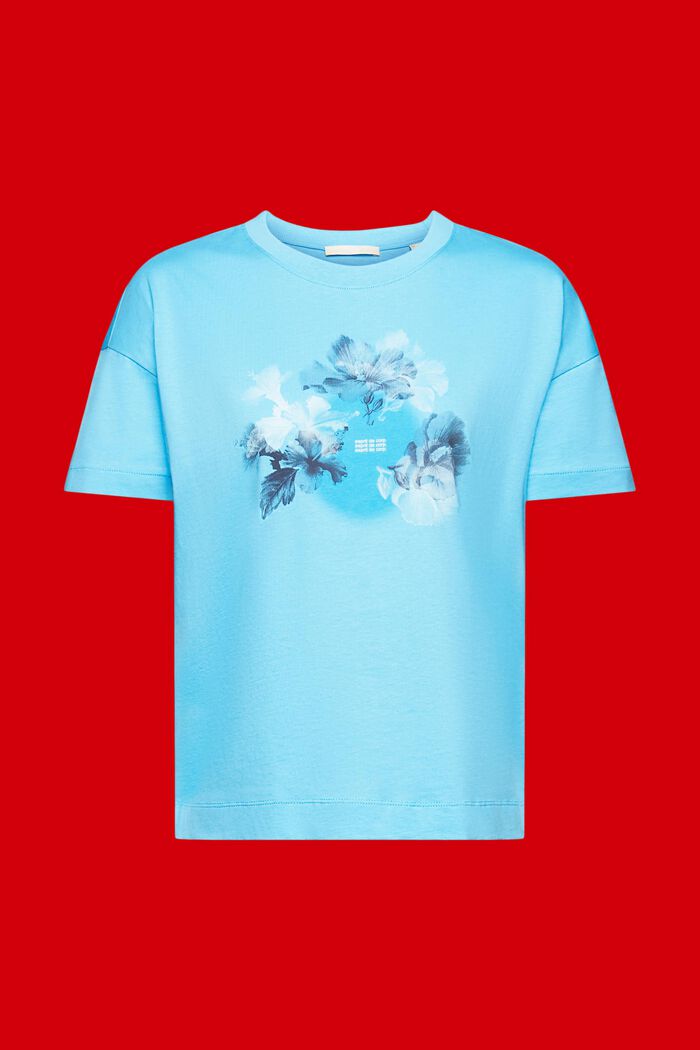 Bomulds-T-shirt med print, TURQUOISE, detail image number 6
