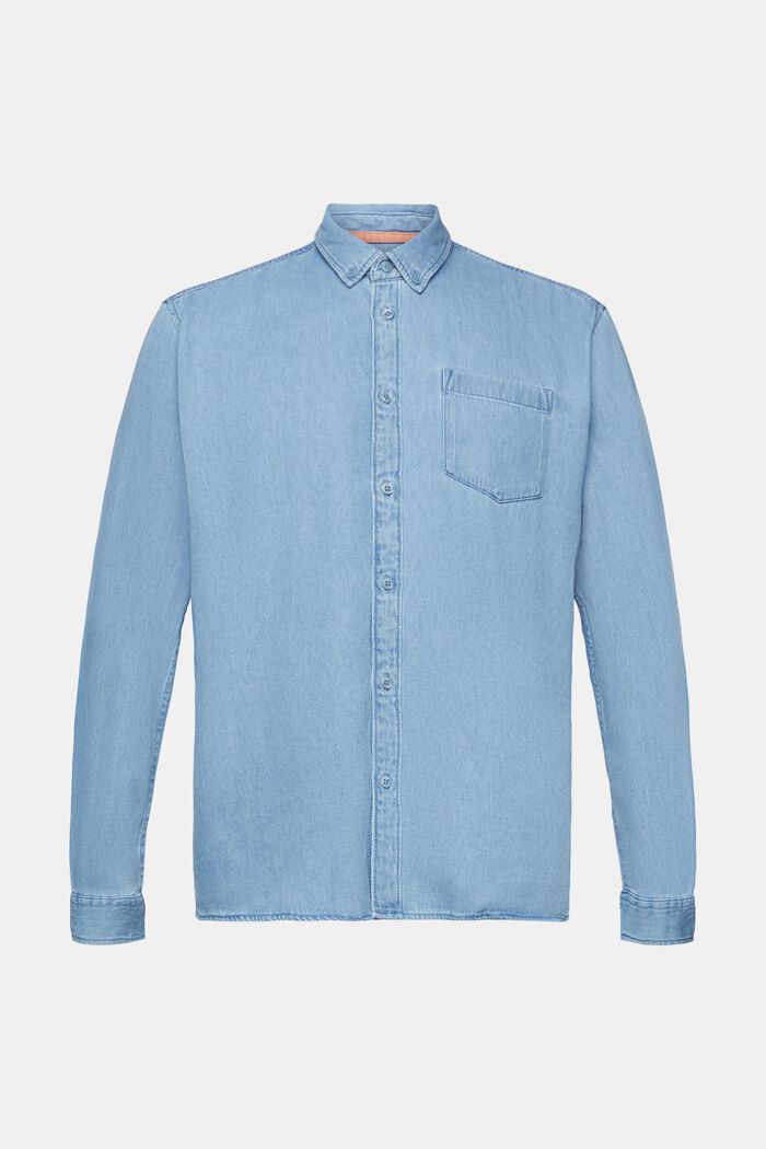Denimskjorte med patchlomme, BLUE LIGHT WASHED, detail image number 7