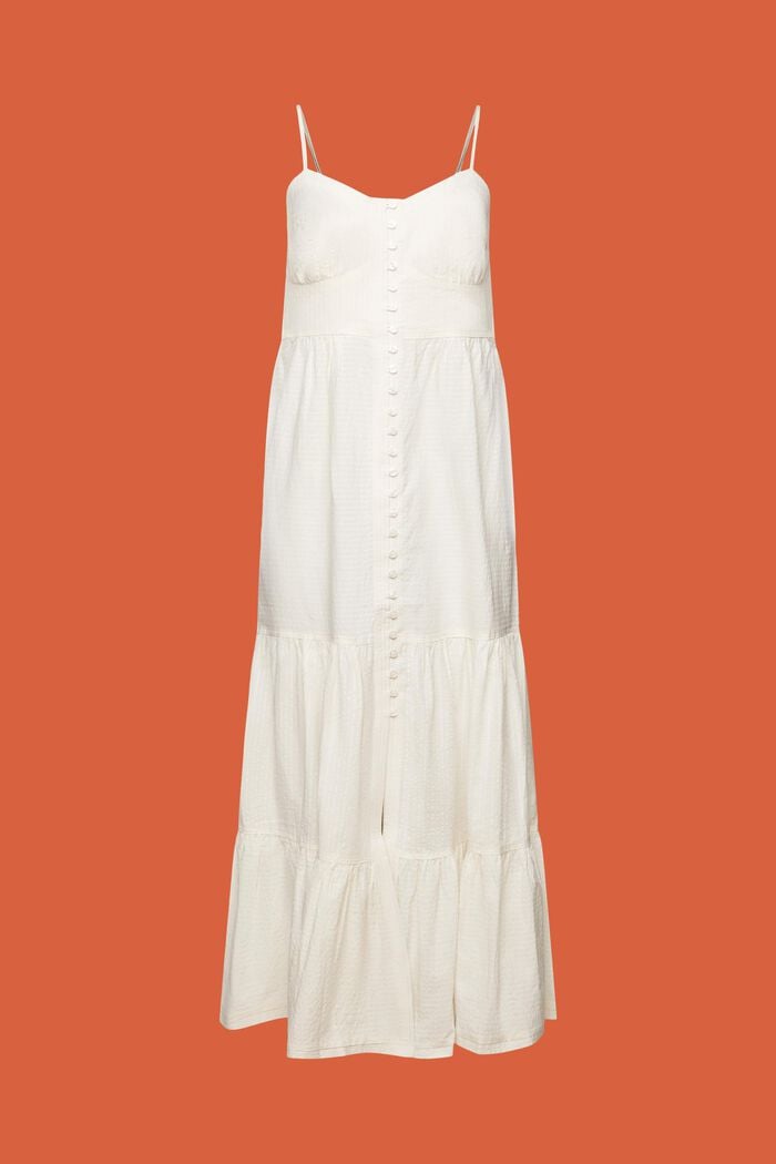 Lagdelt maxi-kjole med knapper på fronten, WHITE, detail image number 6
