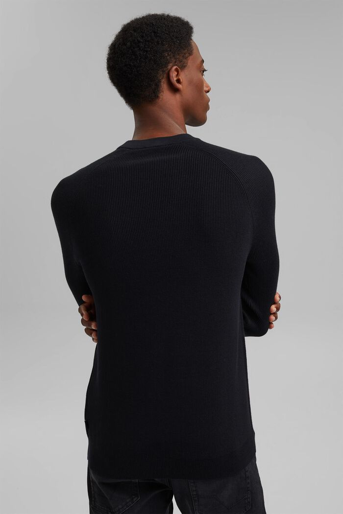 Pullover med C-hals, 100% bomuld, BLACK, detail image number 3