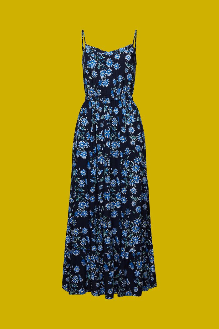Mønstret, lang kjole, LENZING™ ECOVERO™, NAVY, detail image number 7