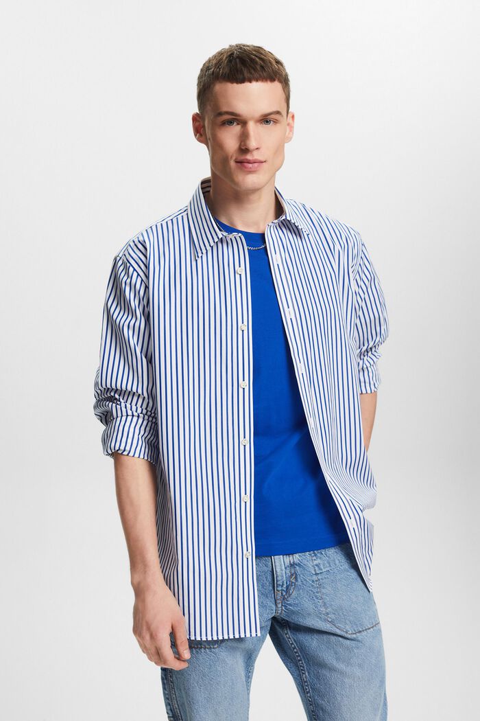 Stribet poplin-skjorte, BRIGHT BLUE, detail image number 0
