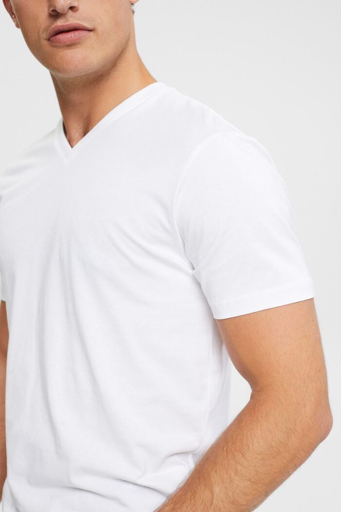 T-shirt i bæredygtig bomuld med V-hals, WHITE, detail image number 2