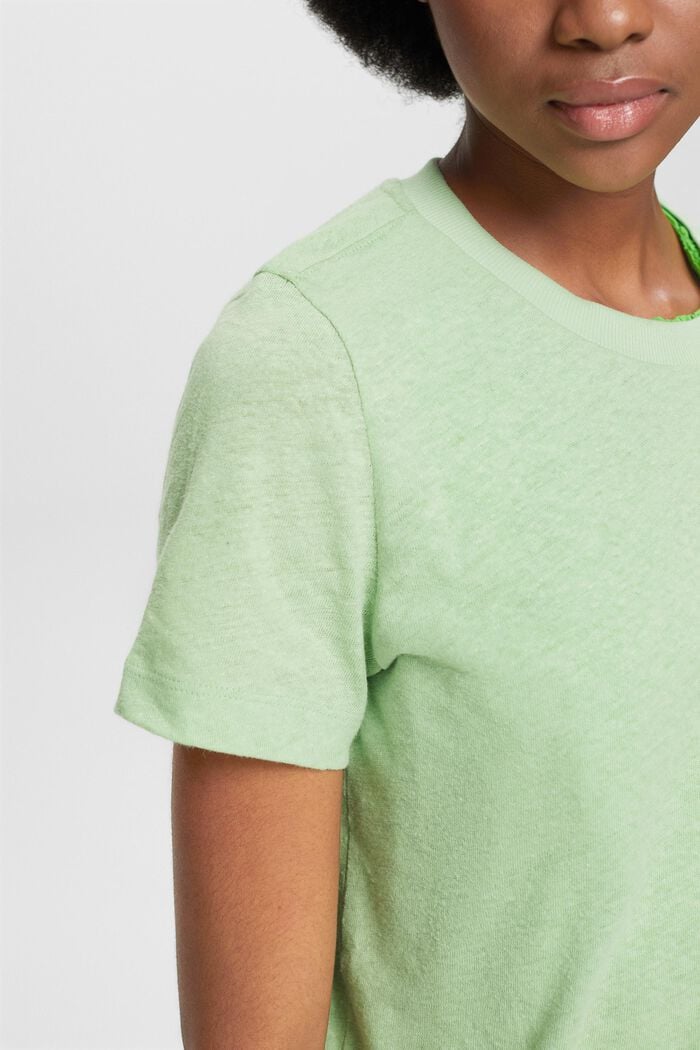 T-shirt i bomuld og hør, LIGHT GREEN, detail image number 3