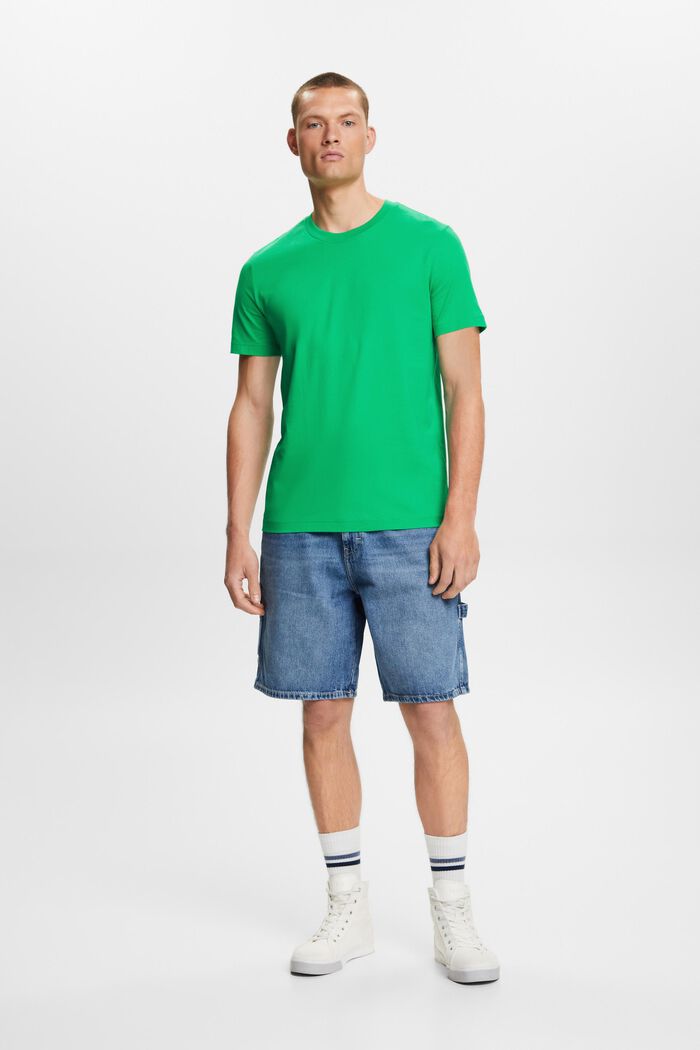 T-shirt i pima-bomuldsjersey med rund hals, GREEN, detail image number 5
