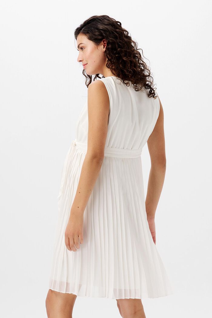 Plisseret kjole med bindebælte, OFF WHITE, detail image number 1