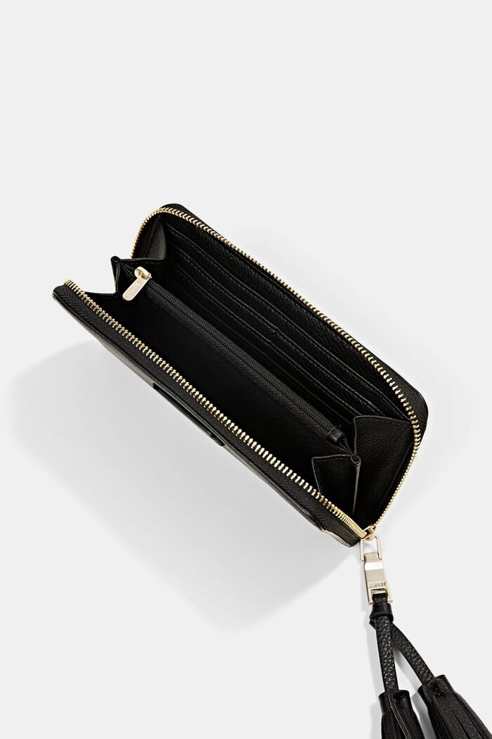 Pengepung i læderlook med kvast-vedhæng, BLACK, detail image number 3